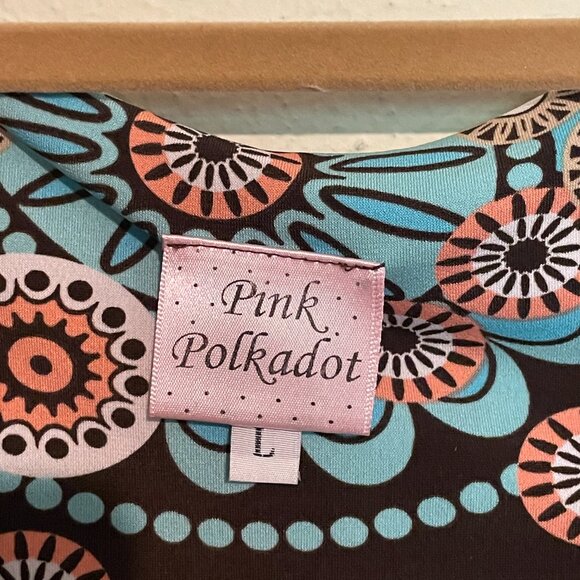 Pink Polkadot Large Sleeveless Multicolor Top - Picture 3 of 4